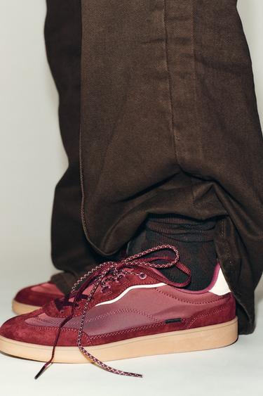 CONTRAST TRAINERS - Burgundy Red by Zara - Image 1