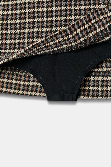 JUPE-CULOTTE PIED-DE-POULE AVEC CEINTURE - Gris / Marron clair de Zara - Image 9