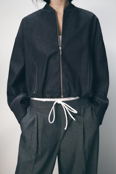 CAZADORA BOMBER Z1975 DENIM GLOBO - Índigo de Zara