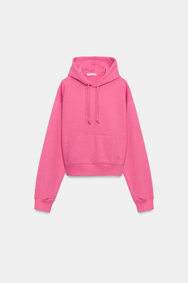 SUDADERA CREMALLERA CAPUCHA - Fucsia de Zara