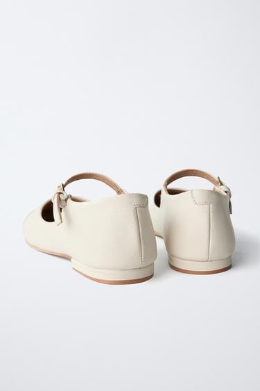 LEATHER BALLET FLATS - White by Zara - Image 3