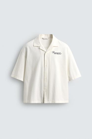 CAMISA RELAXED FIT ESTAMPADO - Blanco roto de Zara