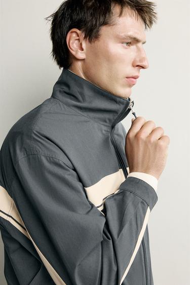Zara COLOR BLOCK TECHNICAL JACKET - Navy blue