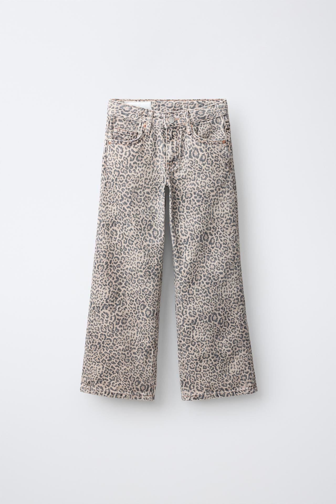 ANIMAL PRINT STRAIGHT JEANS — Brown