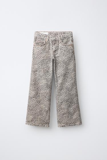 ANIMAL PRINT STRAIGHT JEANS — Brown 2