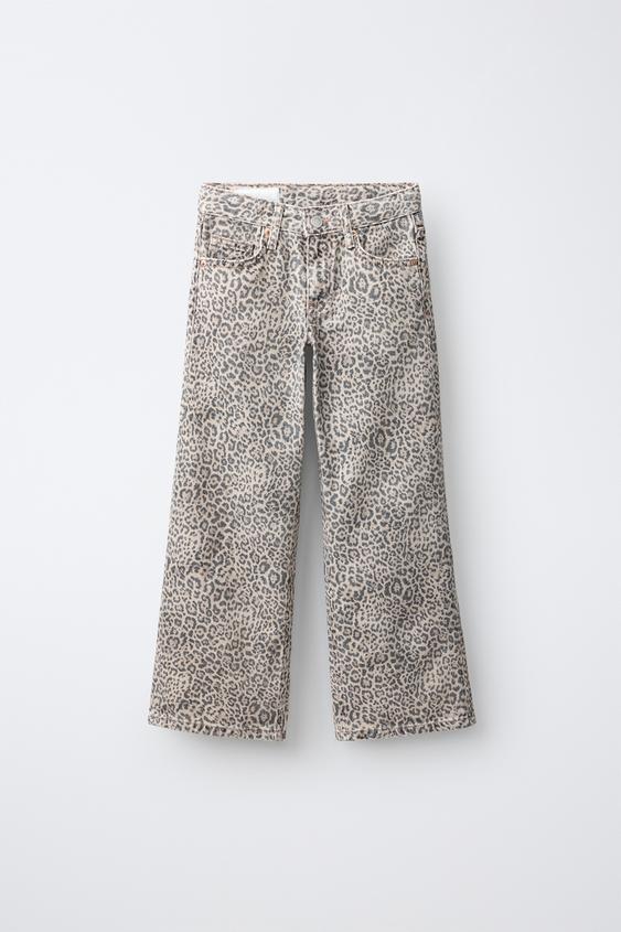 ANIMAL PRINT WIDE-LEG JEANS - Brown by Zara - Image 0