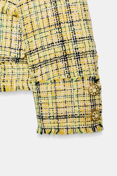 VESTE À CARREAUX TEXTURÉE ZW COLLECTION - Jaune de Zara - Image 9