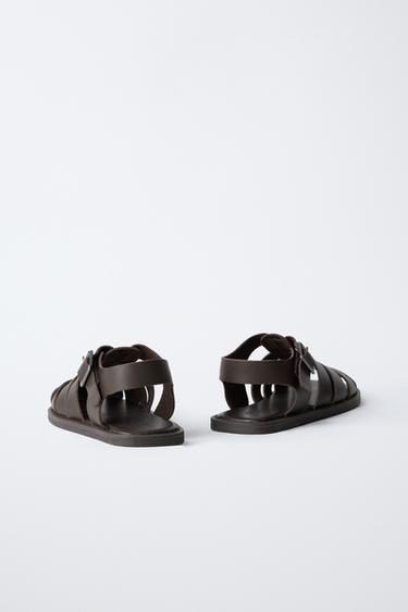 SANDALES STYLE PLAGE EN CUIR - Marron de Zara - Image 4