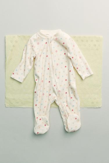 VELOURS EENDELIGE PYJAMA MET STERRENPRINT - Ecru van Zara