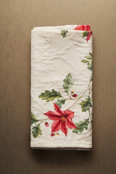 LOT DE SERVIETTES JACQUARD FLEURS DE NOËL (LOT DE 2) - Verdâtre de Zara - Image 5
