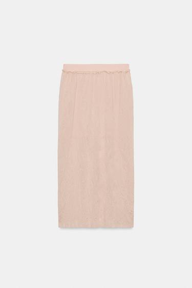 CRINKLE-EFFECT KNIT MIDI SKIRT - Beige-pink by Zara - Image 8