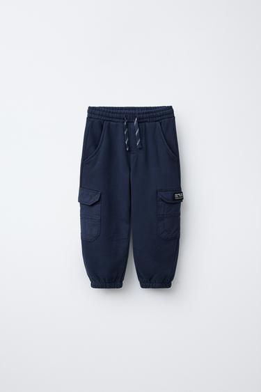 Zara CARGO JOGGER PANTS - Navy blue