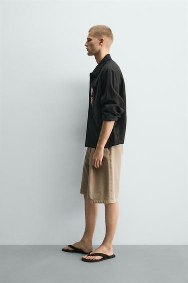 RELAXED FIT BERMUDA SHORTS WITH PLEATS - Beige by Zara - Image 3