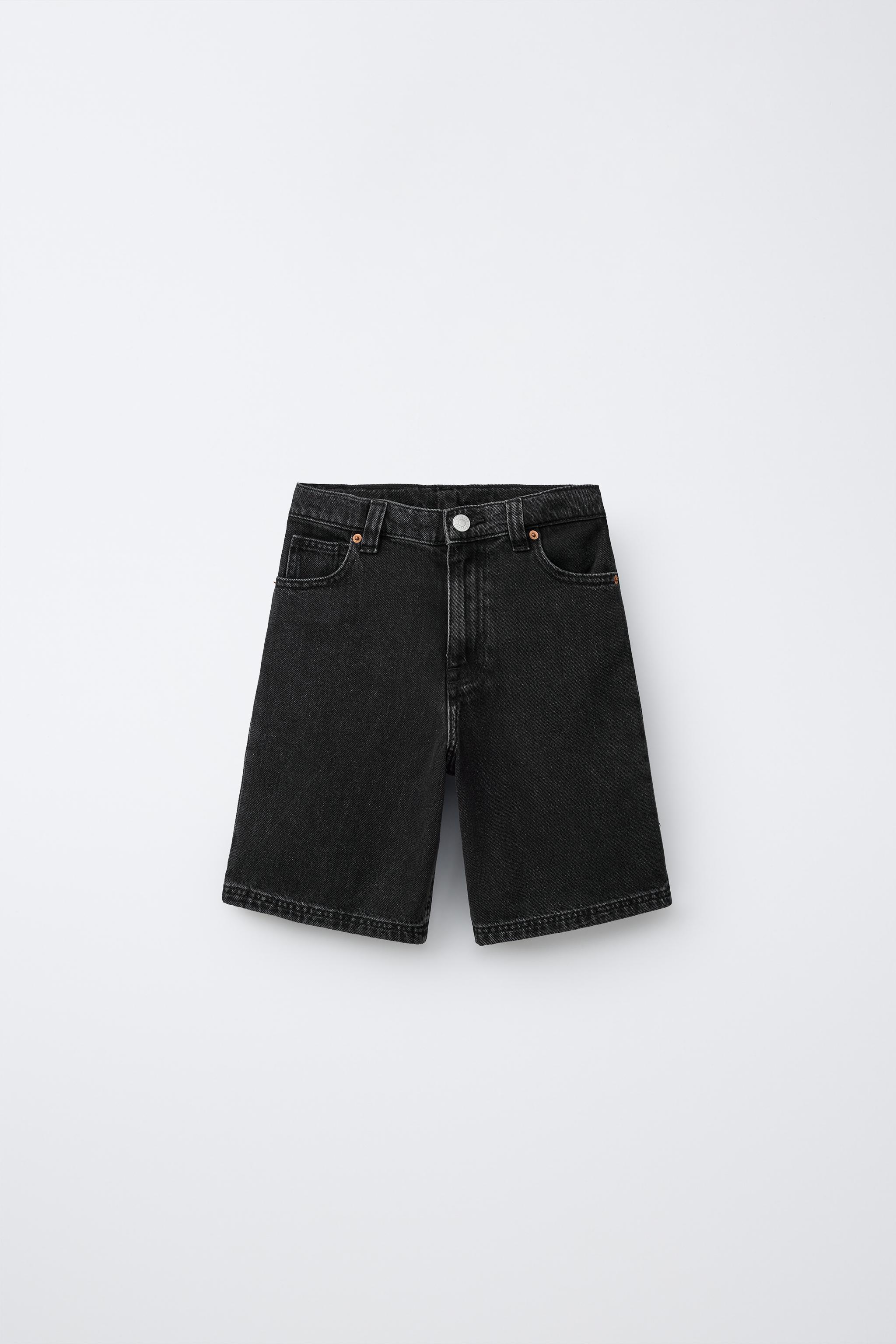 はははのは リラックスバギーデニムバミューダパンツ - ブラック | ZARA Japan / 日本