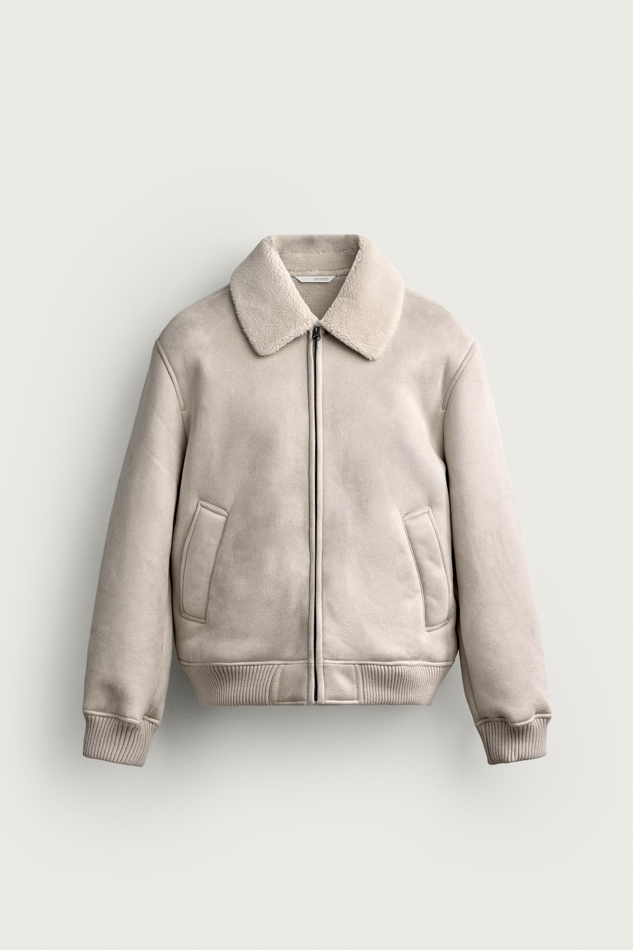 BLOUSON EN MATIÈRE SYNTHÉTIQUE BIMATIÈRE EFFET MOUTON