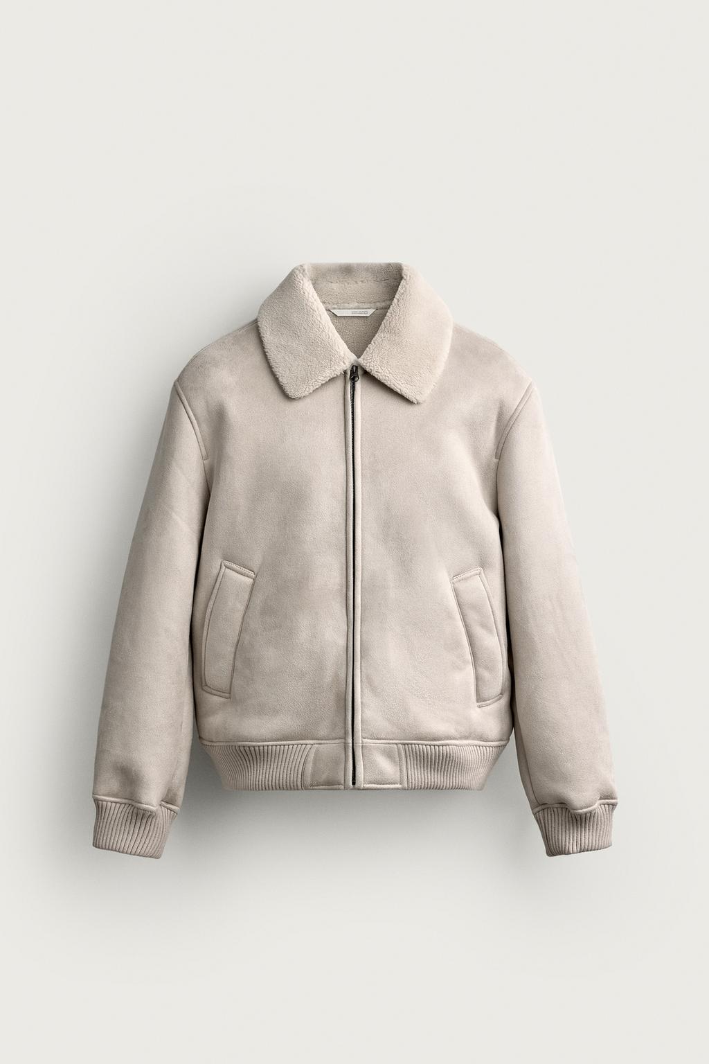 LEATHER EFFECT JACKET WITH FAUX SHEARLING