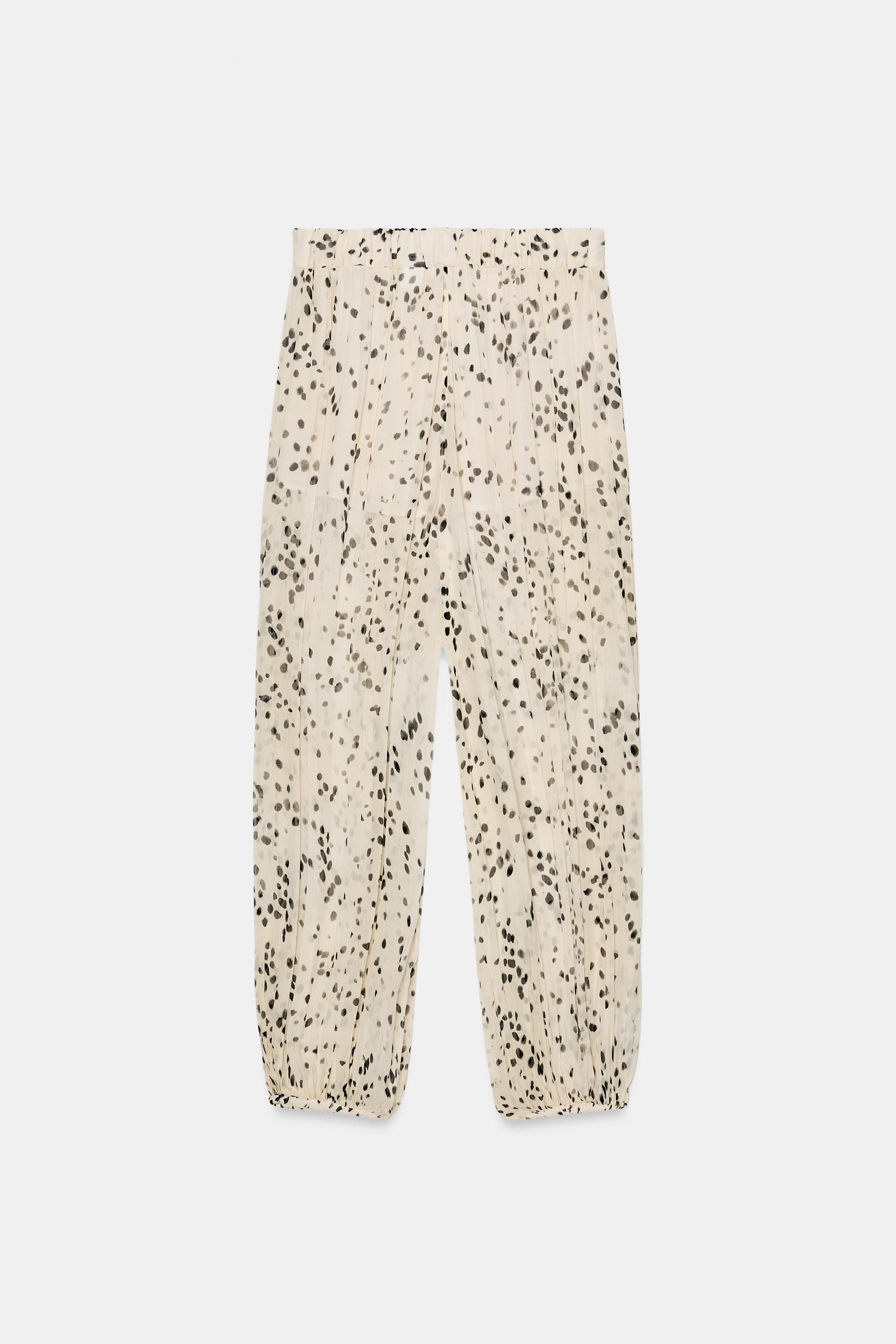 aページ CALÇA BOMBACHA ESTAMPADA ZW COLLECTION - Cru / Preto | ZARA Brasil