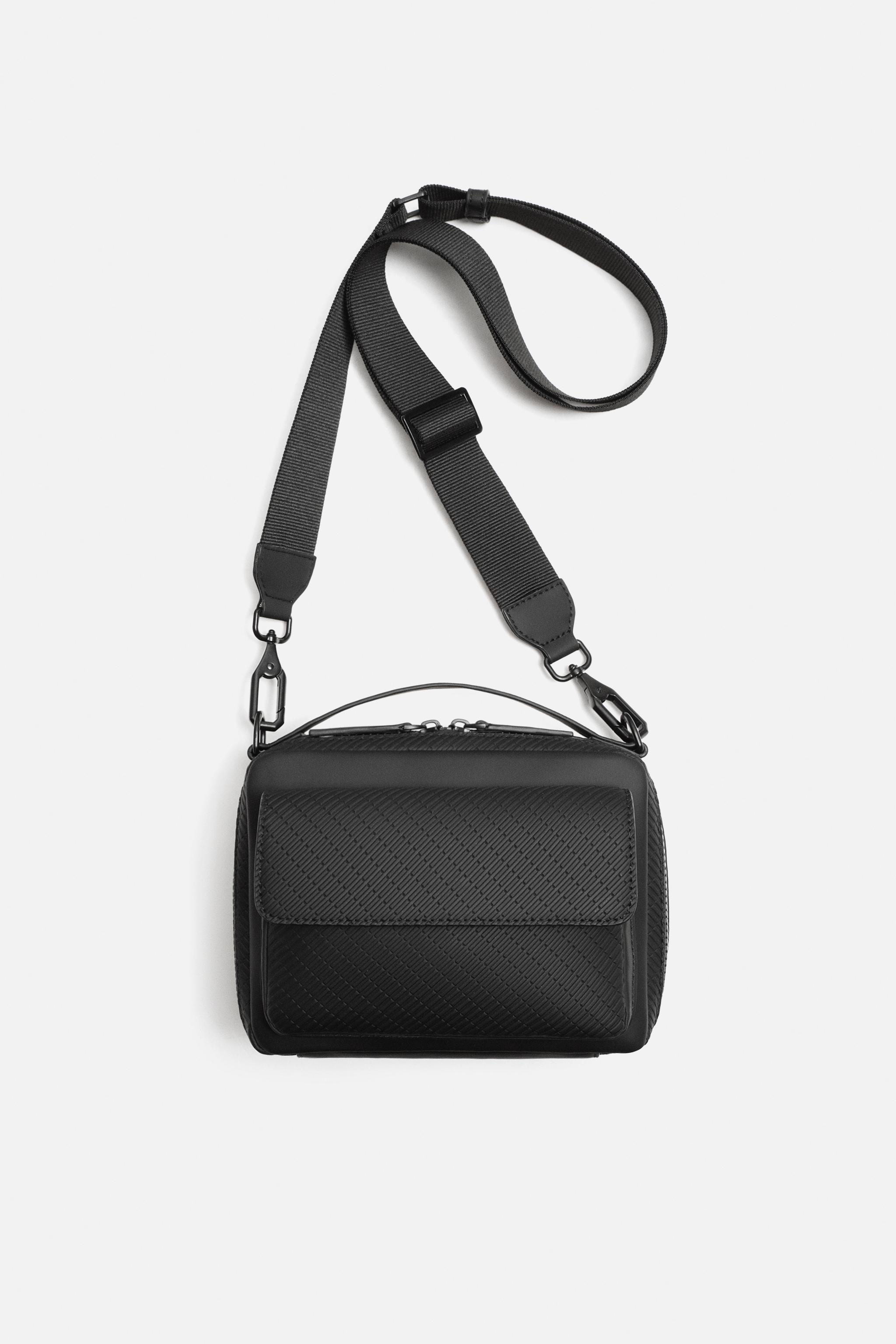 Bolsa Cruzada Zara Flap Hombre Negras Para Bolso De Bandolera ZARA