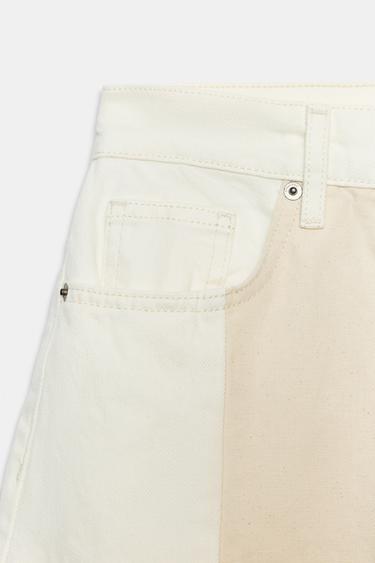 JEAN ZW COLLECTION BARREL PATCHWORK TAILLE NORMALE - Écru de Zara - Image 3