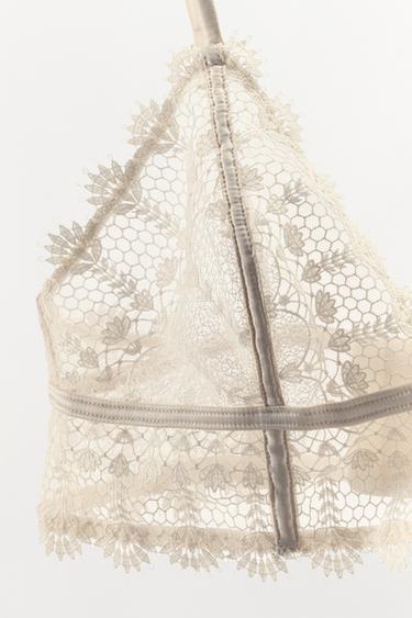 GUIPURE TRIANGLE BRALETTE - Ecru by Zara - Image 6