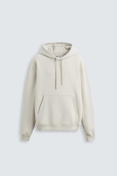 Zara BASIC HOODIE SWEATSHIRT - Ice