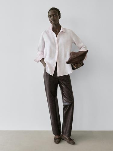 Zara Flowing 100% linen shirt - Pink - Image 0