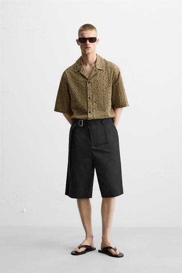 EMBROIDERED JACQUARD SHIRT - Light brown by Zara - Image 0