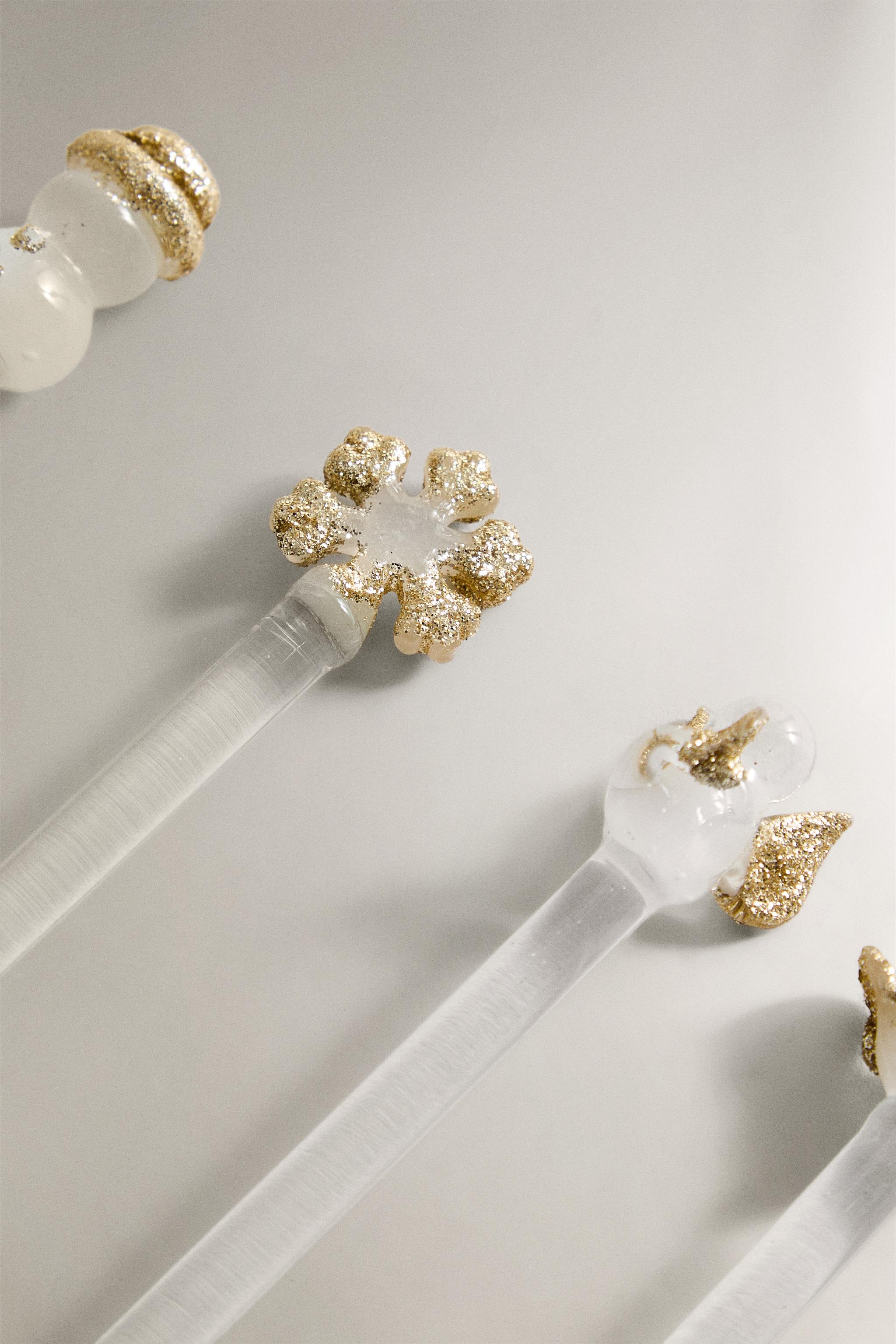 SET OF SHINY CHRISTMAS GLASS DESSERT SPOONS (SET OF 6)