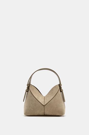 Zara MINI SHOPPER TORBA OD PLATNA U KONTRASTNOJ BOJI – Boja peska/Smeđa