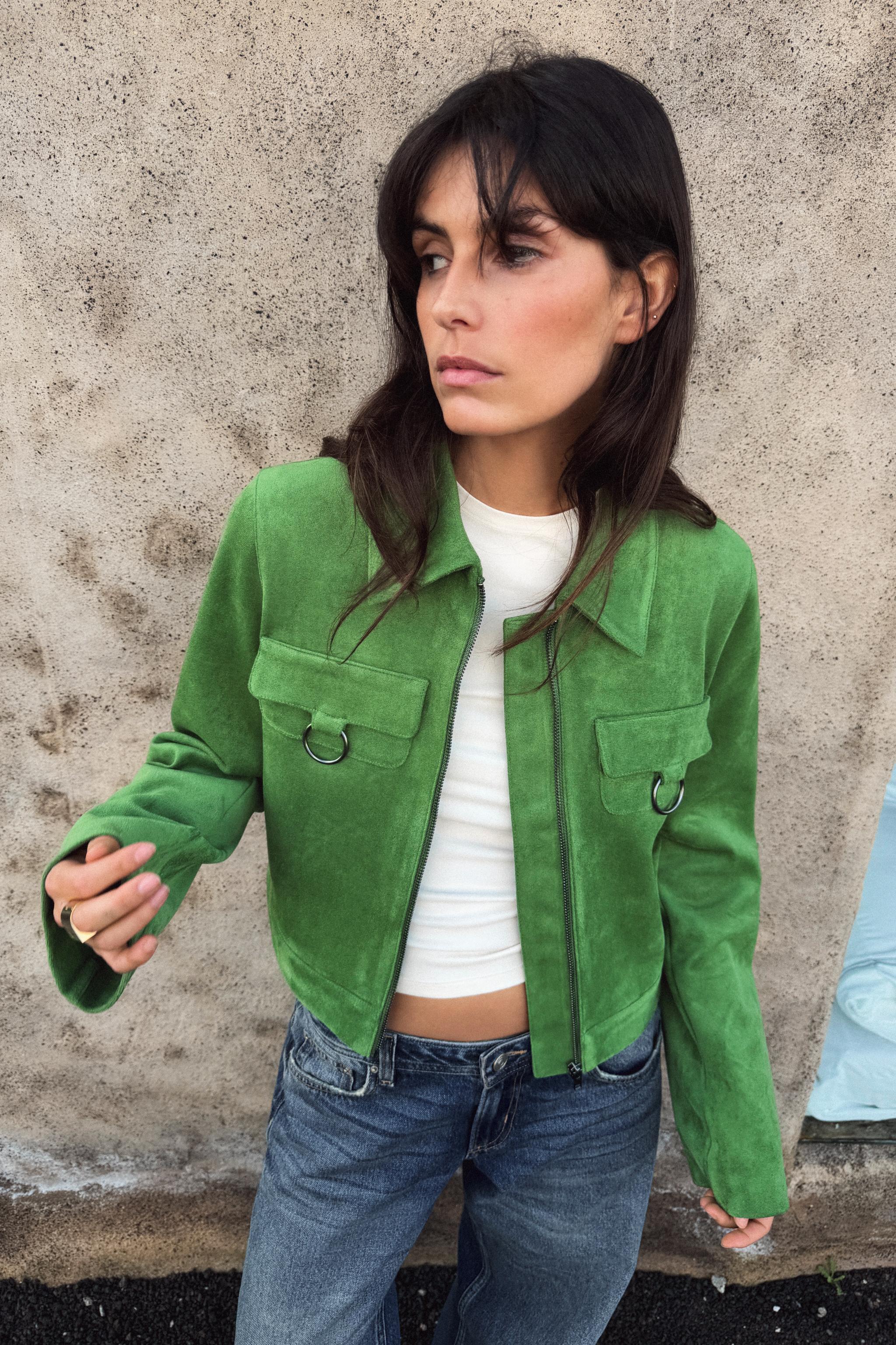 FAUX SUEDE CROPPED JACKET