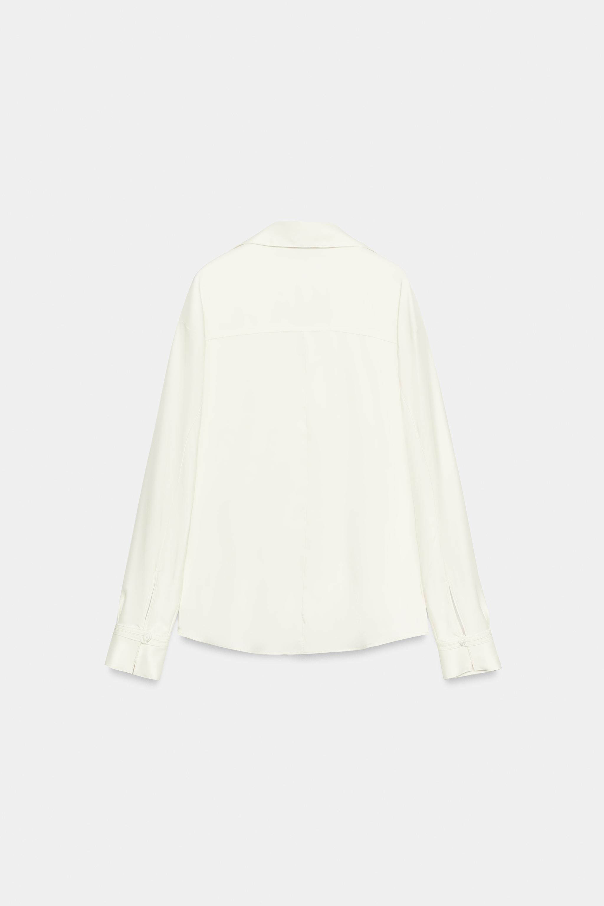Zara FLUID COVERED-BUTTON SHIRT — фото 6