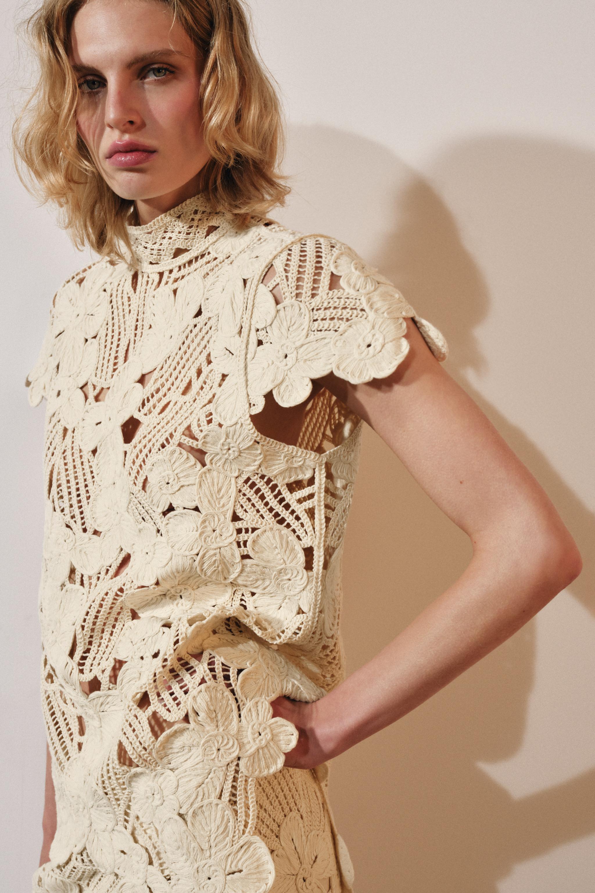 CROCHET TOP ZW COLLECTION — Ecru