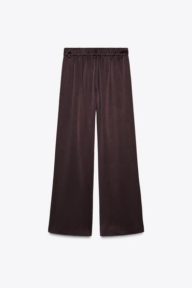 PANTALON SATINÉ ZW COLLECTION - Chocolat de Zara - Image 5