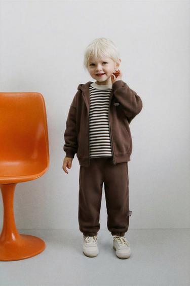 TEXT PRINTED ZIP-UP HOODIE - Brown by Zara