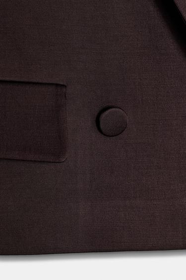 VESTE CROISÉE SATINÉE - Marron foncé de Zara - Image 6