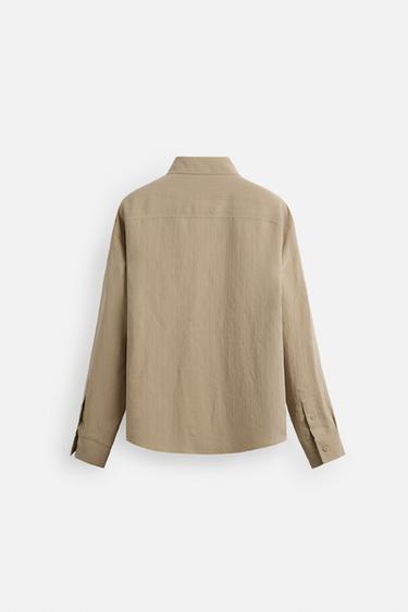 CHEMISE FLUIDE À POCHE - Marron clair de Zara - Image 8
