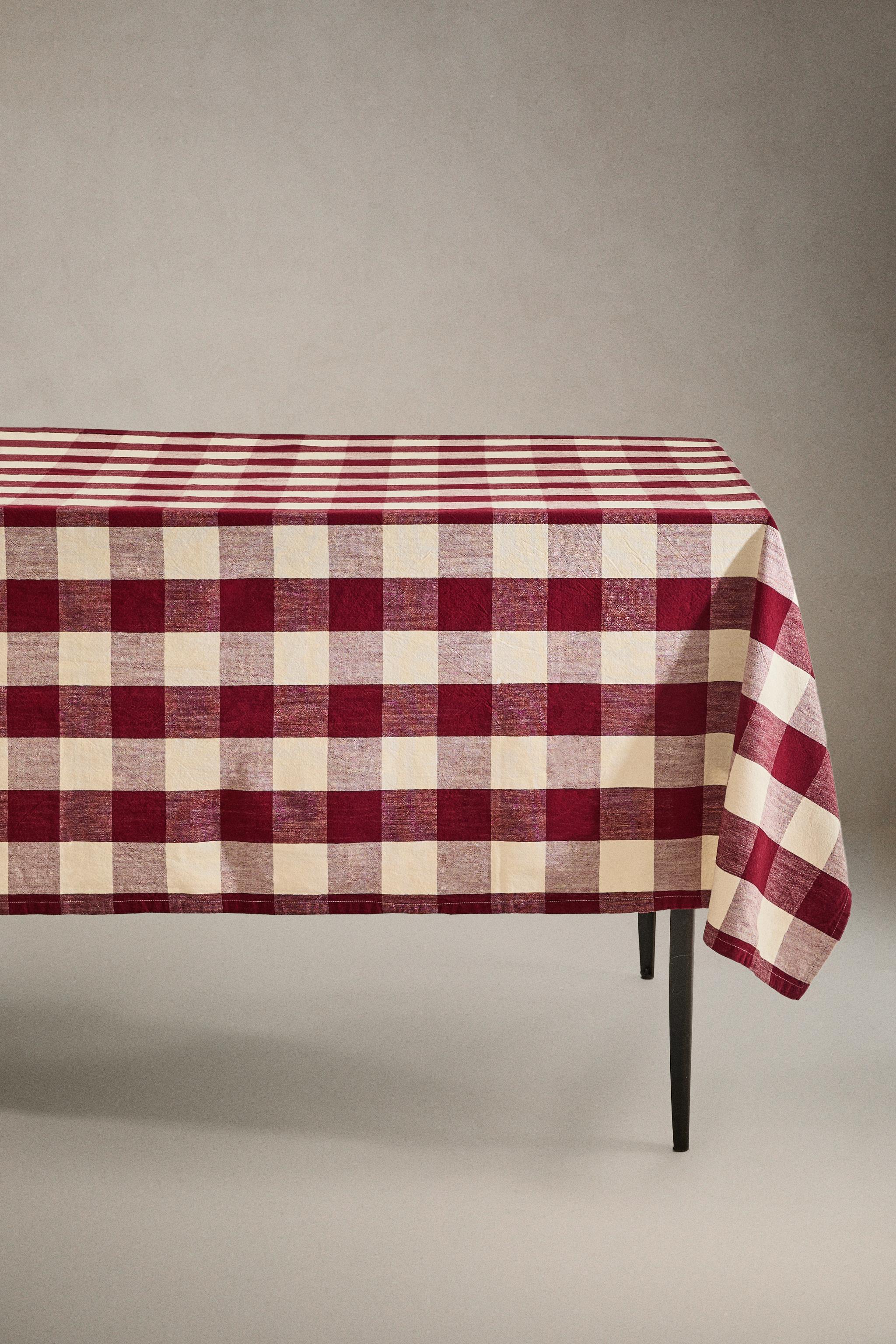 LARGE CHECK COTTON TABLECLOTH