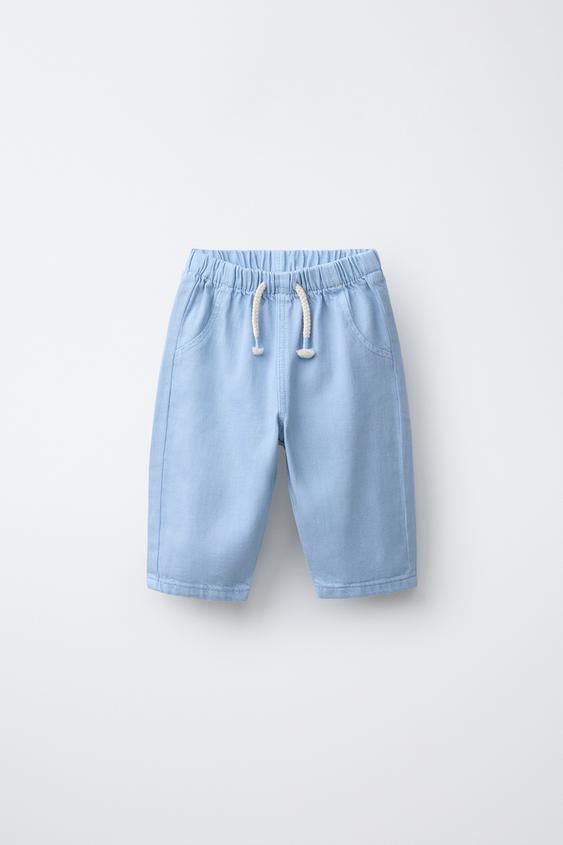 Zara OPUŠTENE PANTALONE OD KEPERA – plavkasta – Slika 0