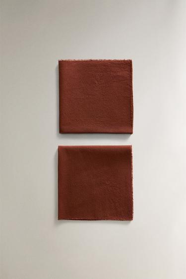 WASHED COTTON NAPKIN (PACK OF 2) - Terracotta by Zara - Image 2