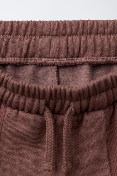 PANTALON EN MOLLETON ET VELOURS CÔTELÉ - Grenat clair de Zara - Image 2