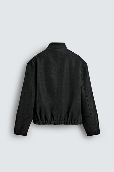 BLOUSON EN MATIÈRE SYNTHÉTIQUE TEXTURÉ - Noir de Zara - Image 7