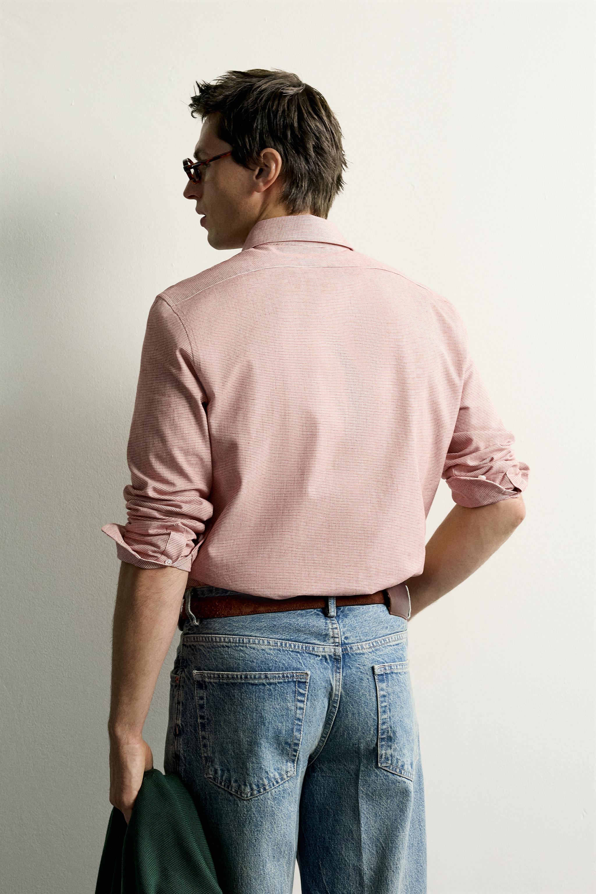 Мужские рубашки Zara HOUNDSTOOTH REGULAR FIT SHIRT — фото 3