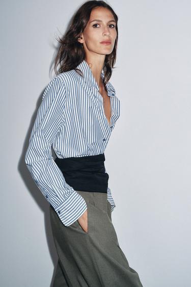 ZW COLLECTION STRIPED FLOWING SHIRT - Blue/White by Zara - Image 1