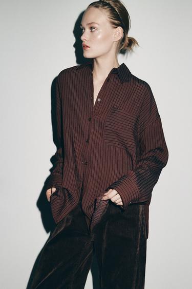 CAMISA OVERSIZE ZW COLLECTION - Granate de Zara
