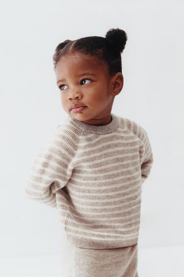 STRIPED WOOL AND CASHMERE SWEATER - Tan marl by Zara