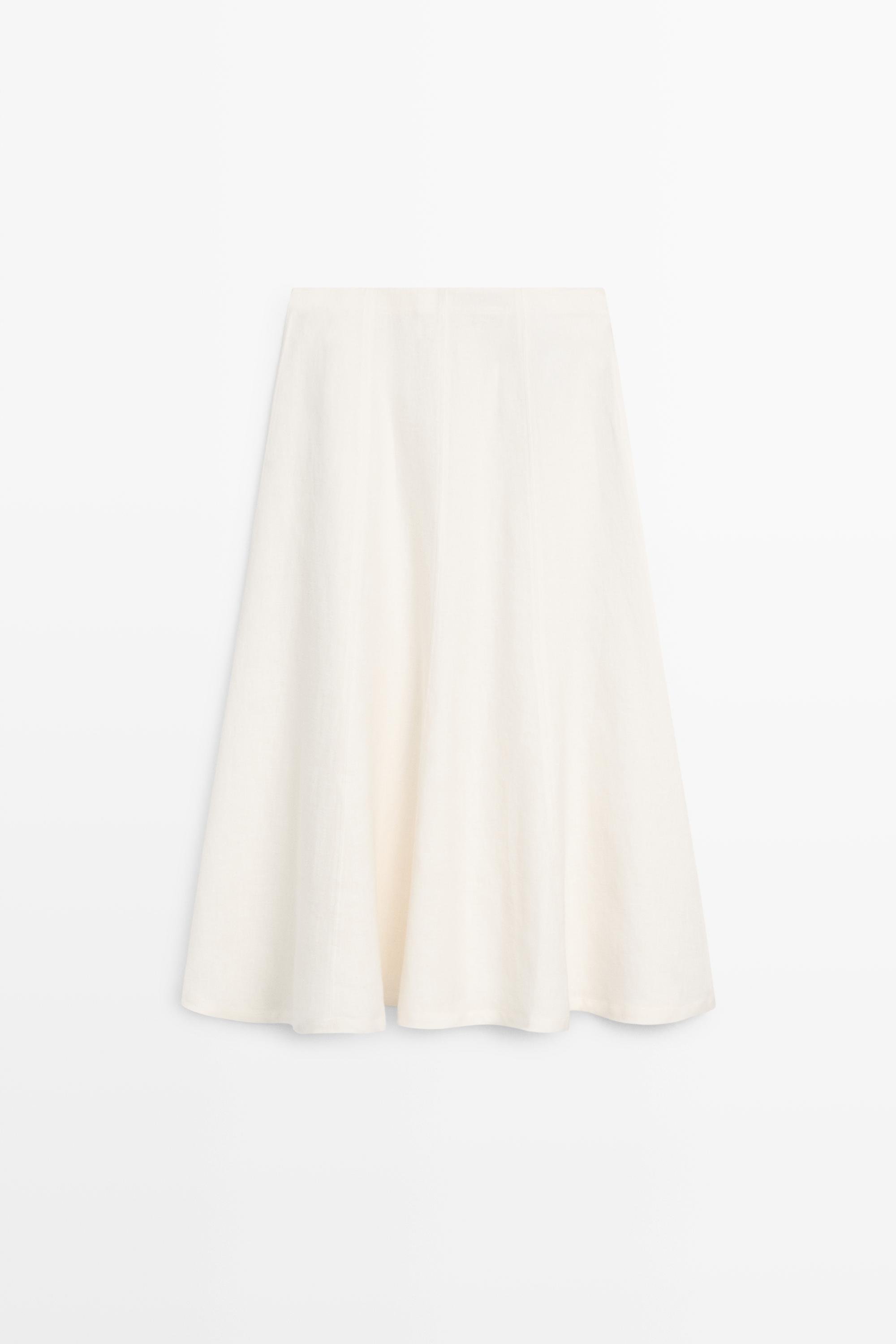 Jupe midi fluide 100 % lin