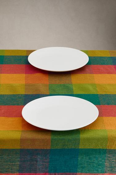 MULTICOLOURED CHECK LINEN TABLECLOTH - Green by Zara - Image 1