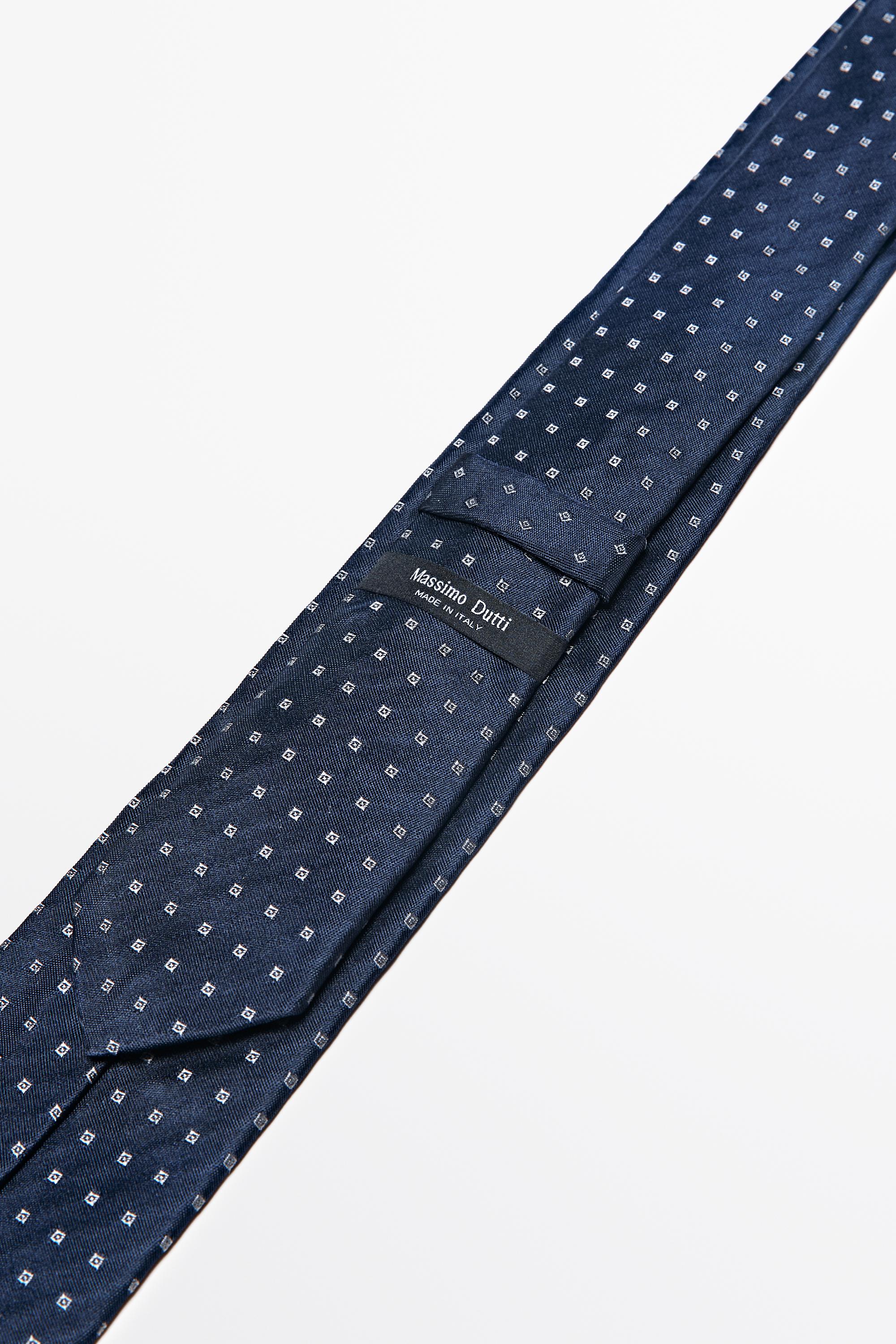 100% silk geometric print tie
