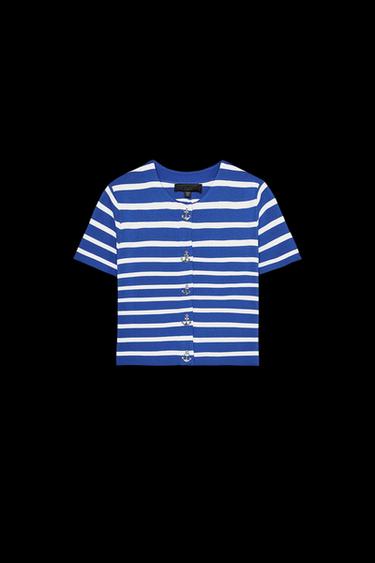 STRIPED KNIT SHORT SLEEVE CARDIGAN - striped by Zara - Image 0