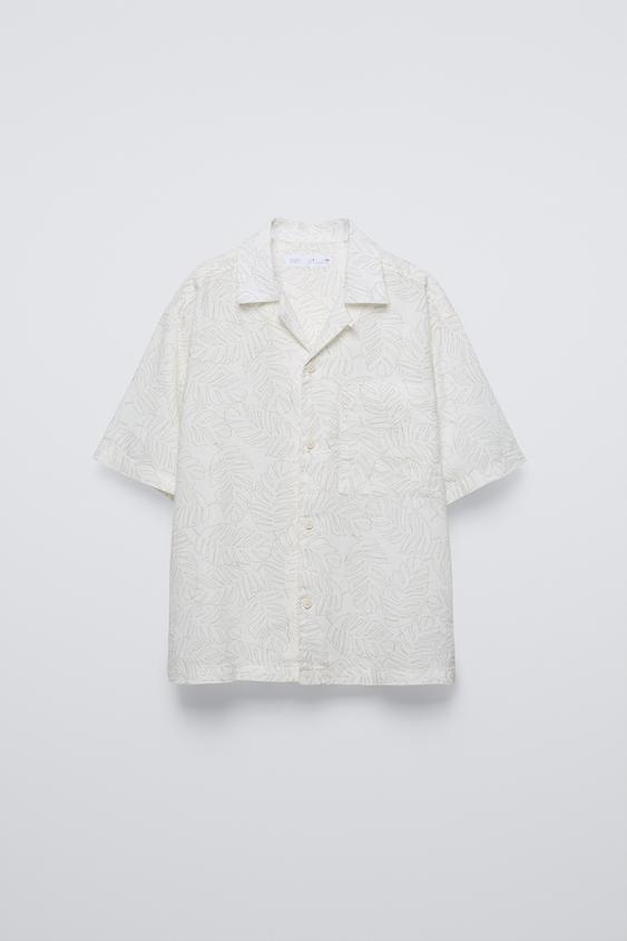 LEAF PRINT SHIRT - Oyster-white | ZARA Australia